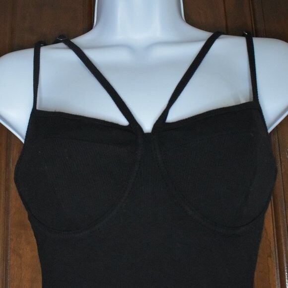 Brooklyn Karma Black Strappy Underwire Bodysuit Size Medium Thong Adjustable - Picture 5 of 16